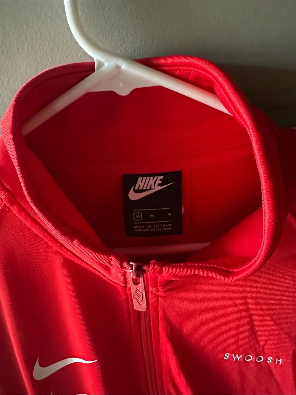 Nike Red Performance Jacket with White Stripe Details - Men's